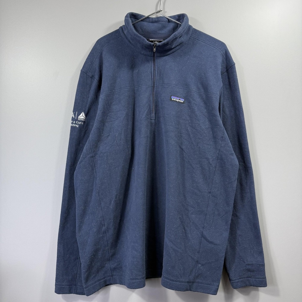 Patagonia Fleece Pullover Mens 2XL Blue 1/4 Zip Mock Neck MDA Golf Logo